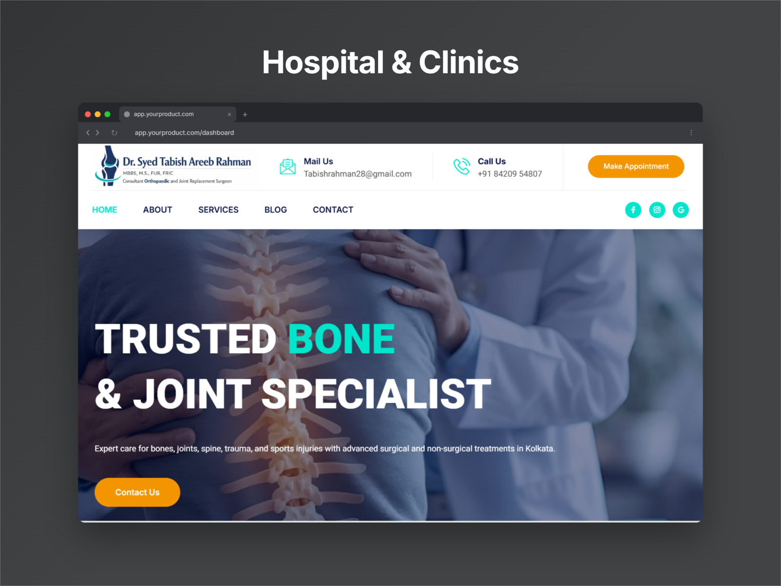 Dr. Tabish Ortho Website Screenshot